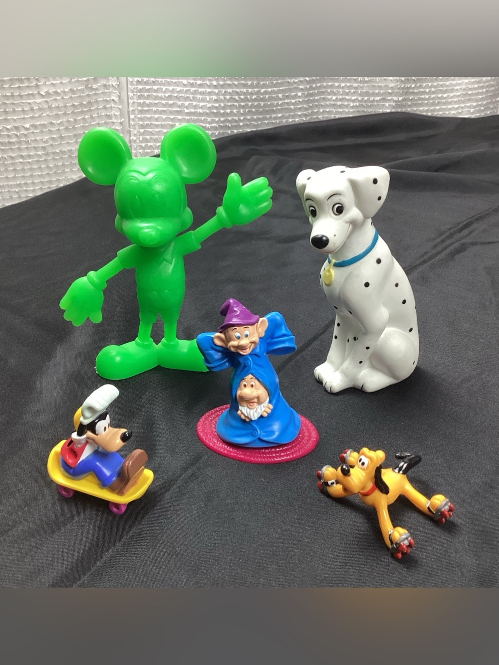 Vintage Disney Toy Lot 1971 Marx Mickey Mouse 1992 Dopey Sneezy 5” Perdita Goofy